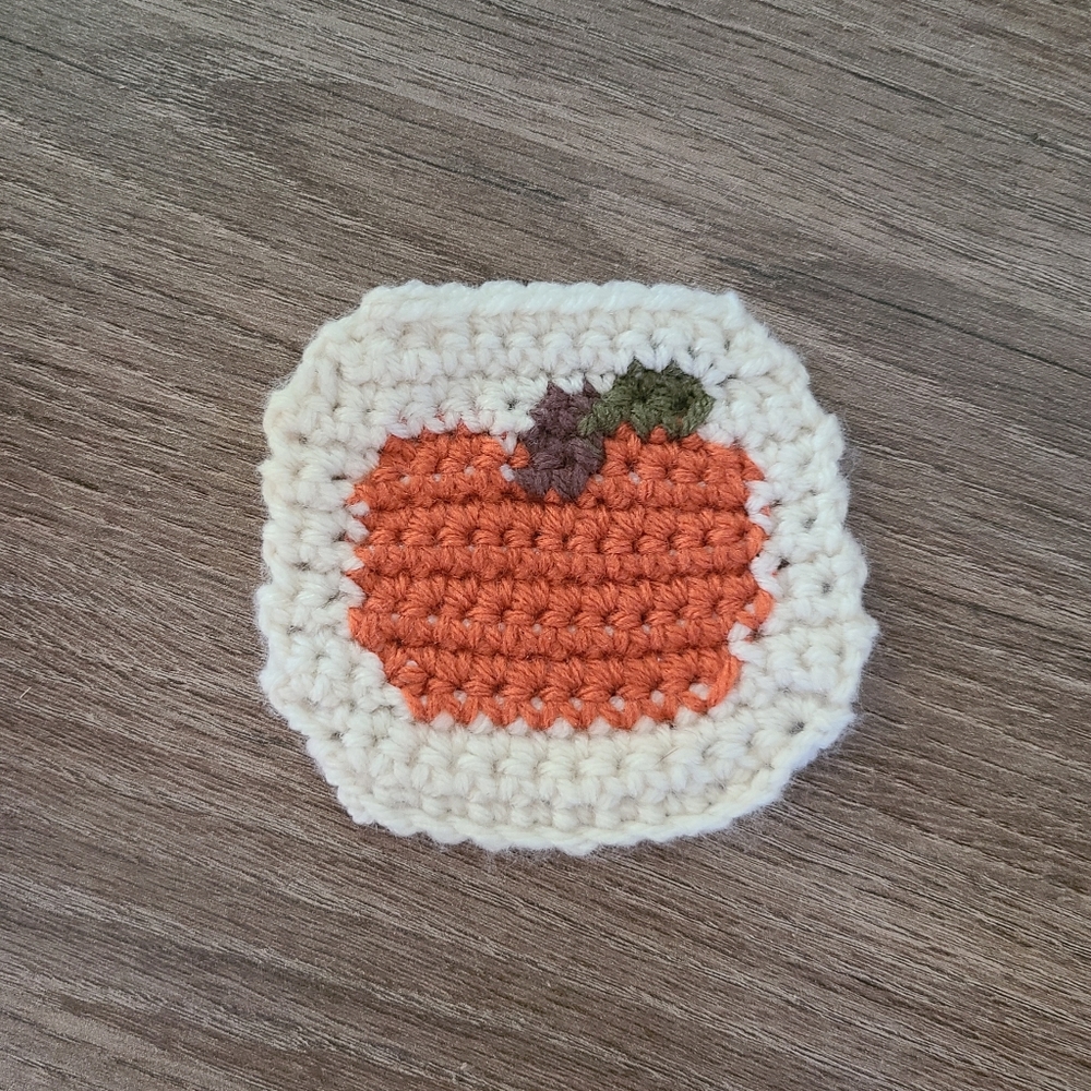 Coffee cup cozy and coaster set, gift, fall decor, pumpkin coaster,fall pumpkin - Picture 5 of 5